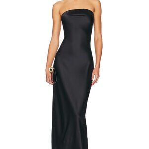 Eterne Amina Silk Dress in Black S Maxi Dress Sleeveless